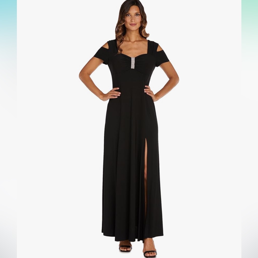 R&M Richards Women’s Embellished Sweetheart Neck Evening Dress